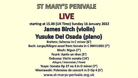 St Mary's Perivale LIVE:James Birch (violin) Yusuk...
