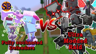 Can 2 Fully enchanted DEFENDERS beat an Ultra Modded Raid? | Minecraft Mob Battle