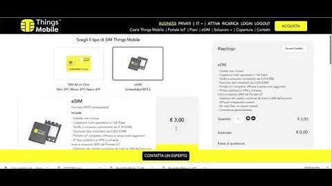 Things Mobile: Come acquistare una eSIM (eMBEDDED SIM MFF2) IoT e M2M senza credito incluso