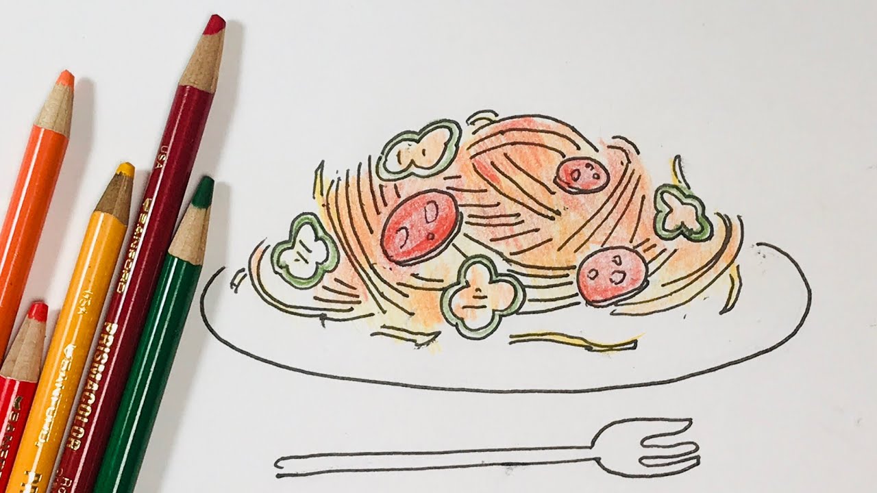 簡単 パスタ スパゲティの描き方 イラスト Youtube