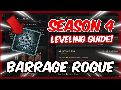 [DIABLO 4] Most Fun LEVELING ROGUE BUILD In Season 4! Barrage Rogue Guide (LVL 50-100)