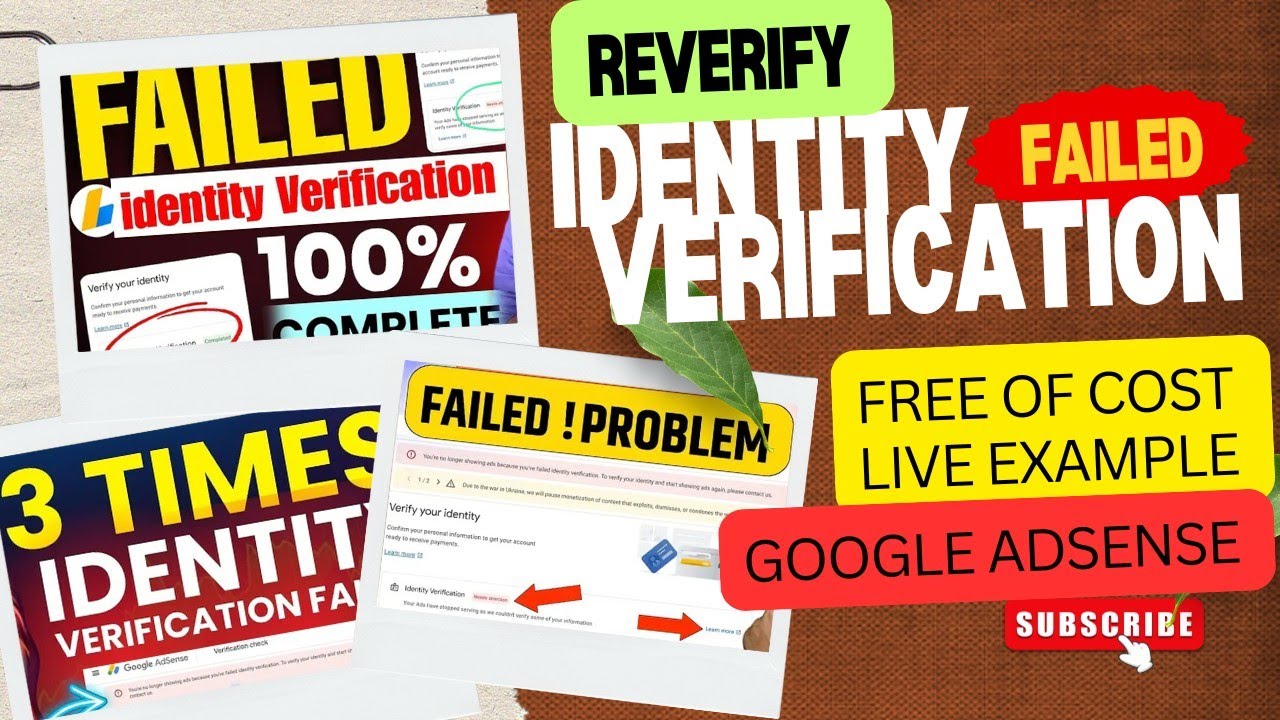 IDENTITY VERIFICATION FAILED FOR YOUTUBE ADSENS. HOW TO REVERIFY. LIVE ...