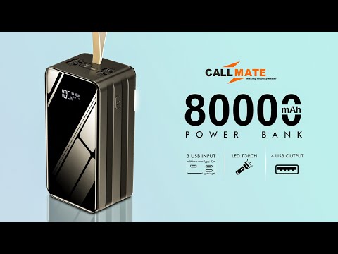 CallMate 80000mAh Power Bank |  India's 1st 80K mAh Portable Charger with 4USB Ouptuts & 3USB Inputs - video from CallMate