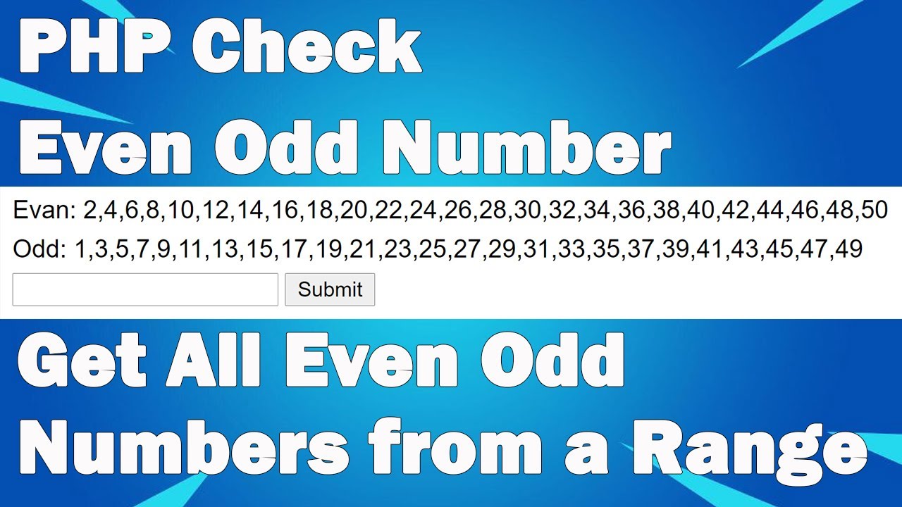 PHP Check Even Odd Number - Get All Even Odd Numbers from a Range