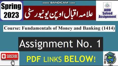 ⏩ AIOU Code 1414 Solved Assignment No.1 Spring 2023 |Subject: Funda Of Money & Bank |Level: BA/B.Com