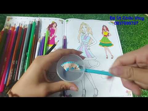 Tô màu váy công chúa siêu tím xanh /Bé Út Chibi Vlog