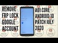 A01 Core - Remove frp lock Samsung A01 M01 core Android 10 patch July 1, 2020