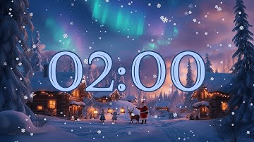 2-Minute Christmas Countdown Timer | Festive Music, Winter Scene, & Alarm