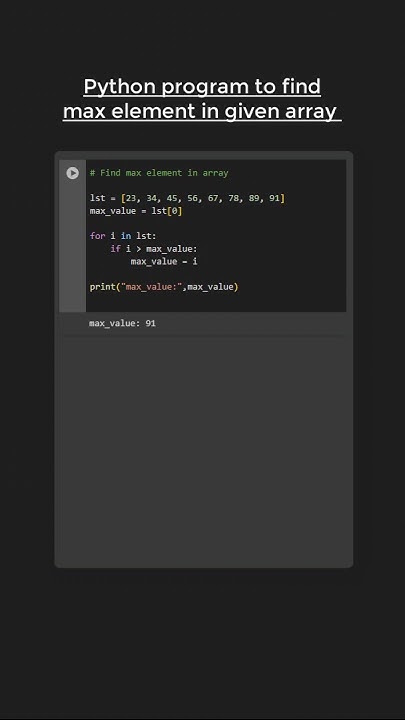 Finding max element from given array in Python 😎🆒😱 #pythonshot #coding ...