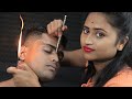 ASMR Ear Massage And Forehead Tapping By Female Barber | Head Massage And Neck Crack