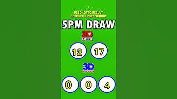 Lotto Result Today 5PM Draw October 5 2025  SUNDAY PCSO SWERTRES EZ2