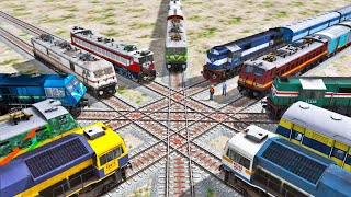 Twelve Trains at Forked railroad -:- Cross each other at Diamond crossing -:- Train Simulator