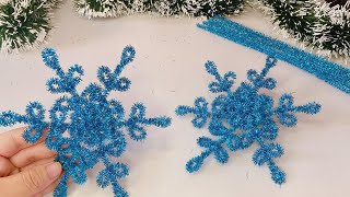 Beautiful Snowflake Christmas Decorations Using Chenille Wire | Creative Holiday Ideas ❄️🎄