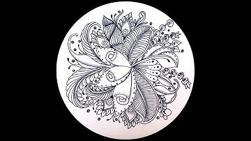 Spiral Zentangle garden drawing guide || drawing tutorial || 禪繞畫步驟 ||Lukisan Bunga || Step by Step