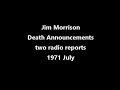 Jim Morrison Death Announcements, possible WBCN Boston radio