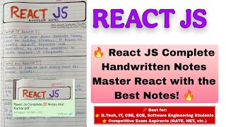 React JS Handwritten Notes PDF | Learn React from Scratch | B.Tech, MCA, BCA, Web Dev