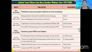 Seri Webinar Guru Belajar Adaptasi Pembelajaran Masa Pandemi Bagi Paud  02 Juli 2020