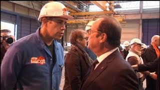franois hollande pris partie par un militant cgt sur les chantiers de saint nazaire