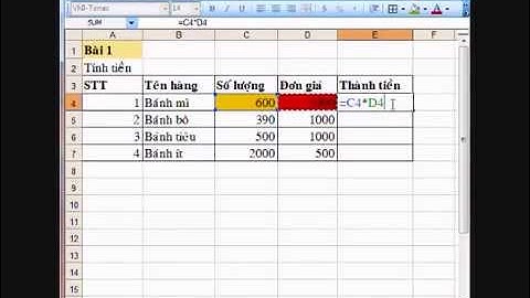 Hướng dẫn Excel 2003 Bài 1   Cơ bản