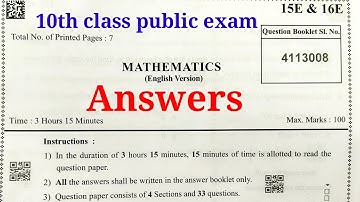 10th class maths public exam question paper with answers 2024 - 2025