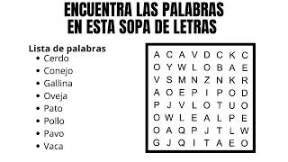 sopa de letras gratis en español para adultos - sopa de letras de animales en español screenshot 3