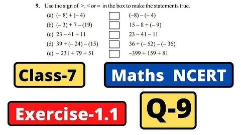 Class 7 Maths Chapter 1 Integers | NCERT Exercise 1.1 Question 9 Use the sign of