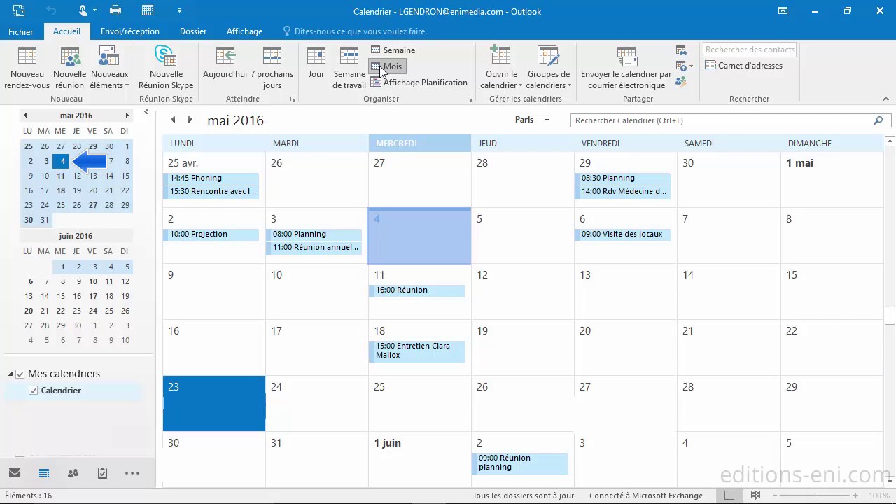 afficher agenda outlook affichage calendrier outlook Brandma