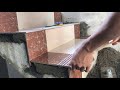 Construction concrete stair floor tile installation process