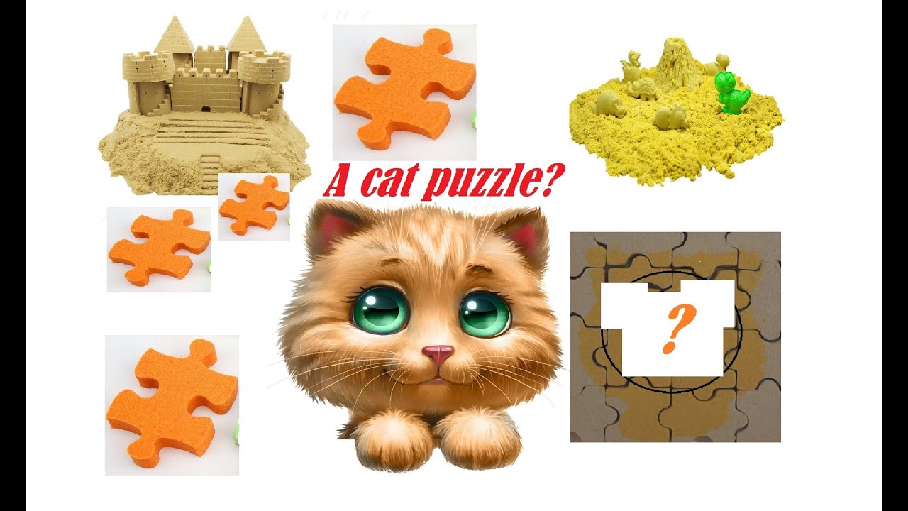 Satisfying Video | Kinetic sand cat puzzle | Build a beautiful cat puzzle out of kinetic sand