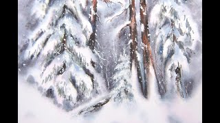 :  . /Snowy Forest/ Watercolor