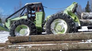 Logging with Tree Farmer C5d 77' skidder  Deutz F5l912 engine & CanCar 20 winch