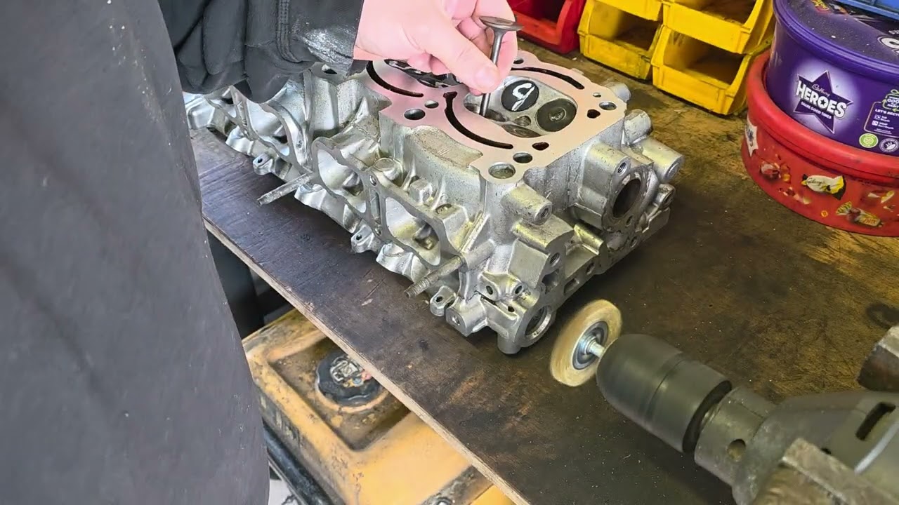 Celica GT4 3SGTE Cylinder head valve carbon removal and cleaning before lapping begins.