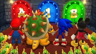 Mario Party 9 MiniGames Sonic Vs Mario Vs Mickey Mouse Vs Bowser (Master Difficulty)