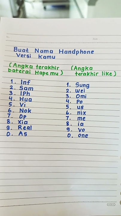 Apa Nama HP versimu. kalo aku