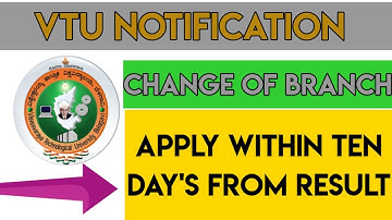 VTU Notification | Inviting Applications for Change of Branch (COB) for the academic year 2020-21