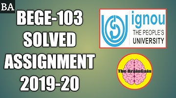 BEGE-103 Solved Assignment 2019-20 | IGNOU | BA #Shorts