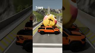 Crazy ball vs 10 cars #beamngdrive #shorts #shortvideo #crazyball