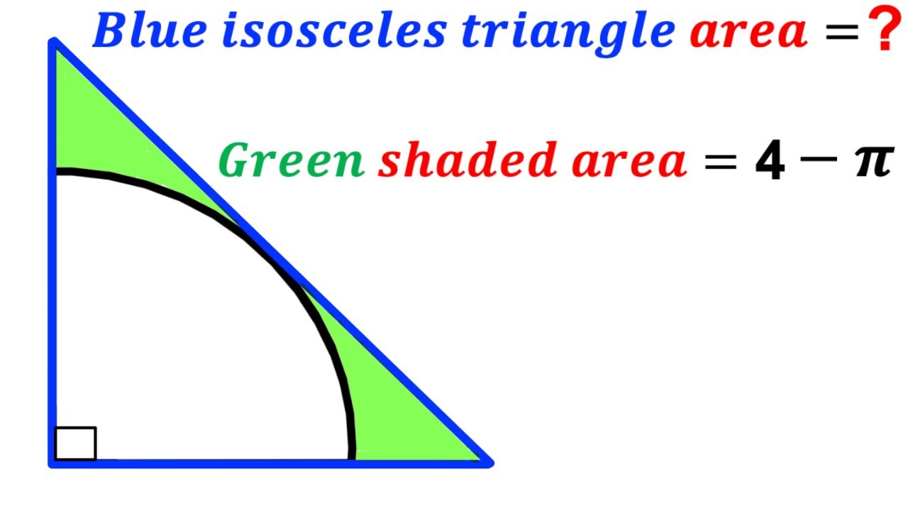 Сможете ли вы найти площадь Синего треугольника? | (Четверть круга) | 