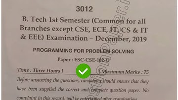 2019 Mdu BTech 1st Sem Programming for Problem Solving Question Paper