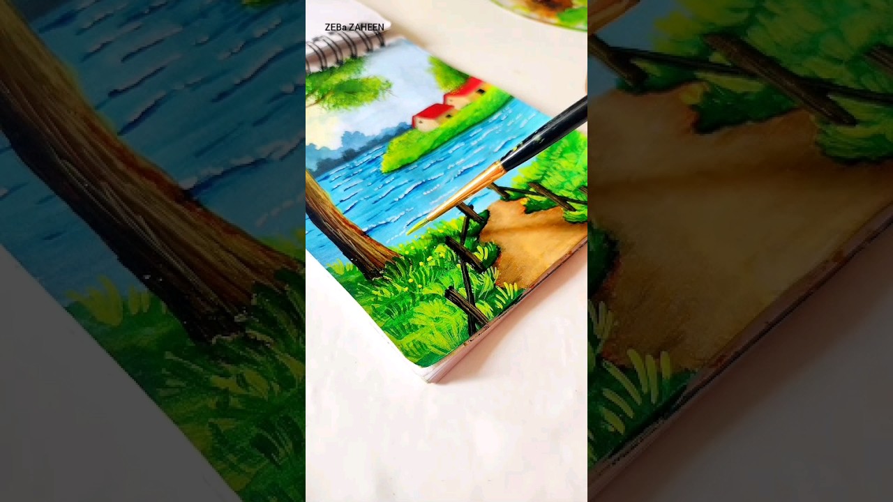 Beautiful simple village Scenery painting || 