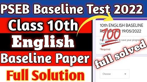 PSEB Class 10th English Baseline Test 19 May 2022 Full Solution | Baseline Test class 10th #pseb
