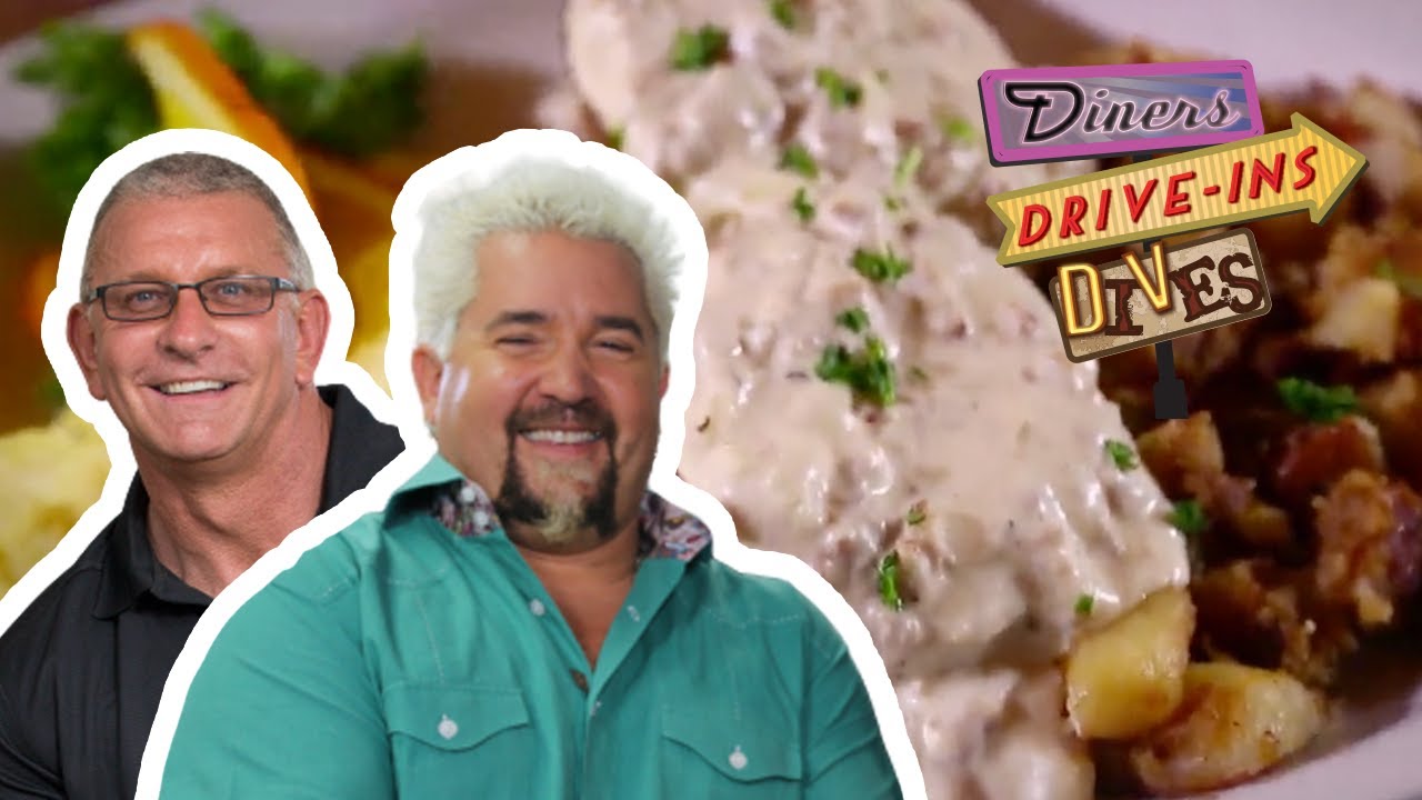 EXTREME Double Biscuits and Gravy | Diners, Drive-ins and Dives with Guy Fieri | Food Network