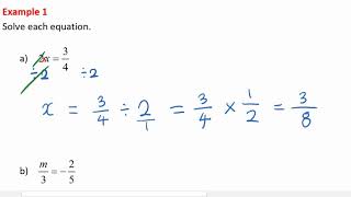 Math 9 8.1 Solving Equations ax=b