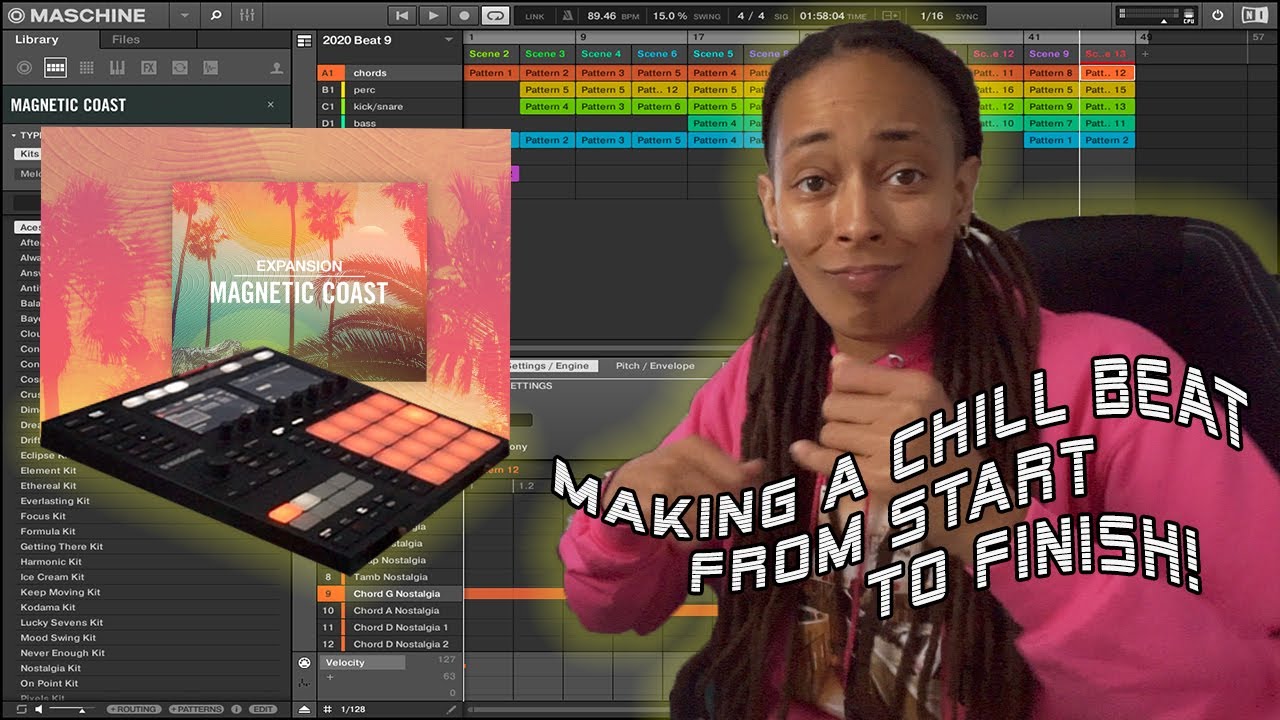 Making a CHILL beat from START to FINSH using Maschine MK3  MAGNETIC COAST EXPANSION