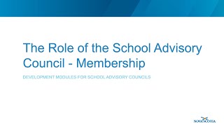 The Role of the School Advisory Council - Membership