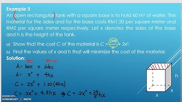 32th video: MAT183 - Applied Maximum and Minimum Problems - Example 3