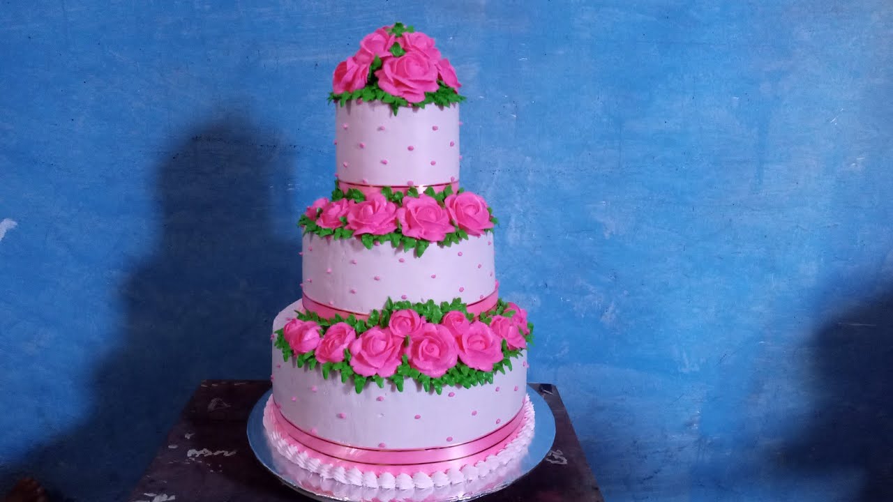 Wedding Cake 3 Tingkat Full Cake ll Kue pengantin 3 Tingkat Ungu