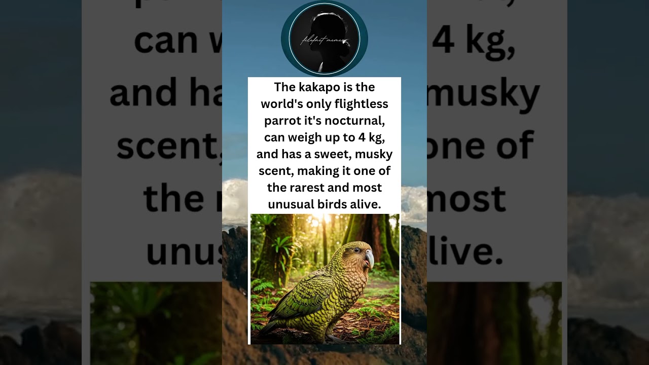 The kakapo is the world's only flightless parrot it's nocturnal, can weigh up to 4 kg.