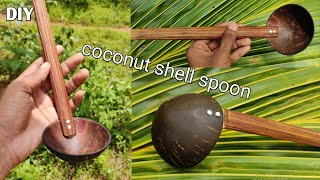 Coconut shell spoon making at home | DIY coconut shell spoon