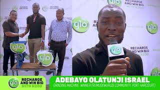 Adebayo Olatunji, Grinding Machine winner  (Rumuokwurusi, Port Harcourt) - Glo My Own Don Beta